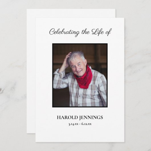 Minimale Begrafenisprogramma Overlijdensvolgorde Programmakaart (Voorkant / Achterkant)