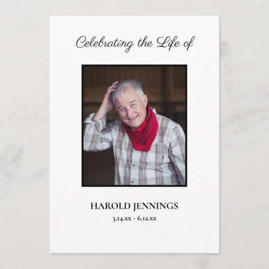 Minimale Begrafenisprogramma Overlijdensvolgorde Programmakaart (Voorkant)