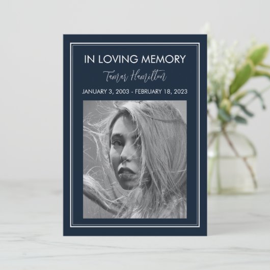 Minimale begrafenisprogramma van de witte marinegr kaart (Staand voorkant)