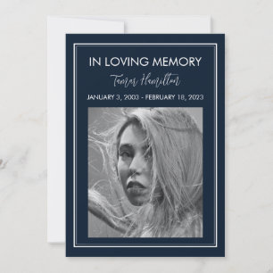 Minimale begrafenisprogramma van de witte marinegr kaart