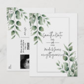 Minimale begroeiing maakt moderne witte 'Save the  Aankondigingskaart (Voorkant / Achterkant)