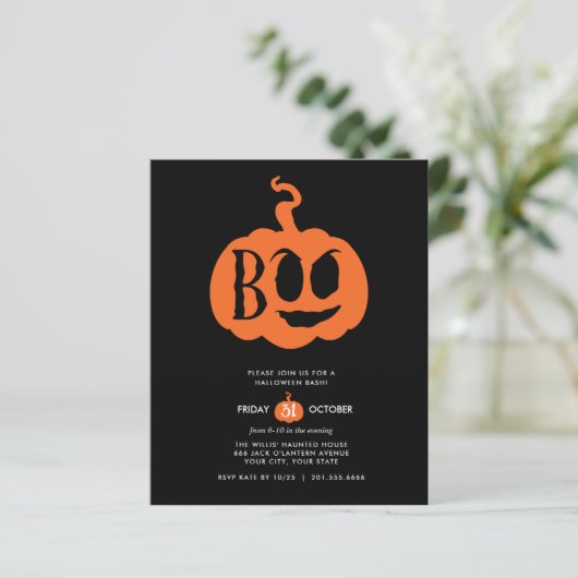 Minimale begroting BOO Halloween Basparty (Staand voorkant)