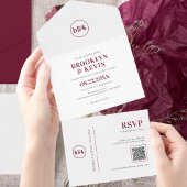 Minimale begroting Burgundy Red QR-code | FOTO All In One Uitnodiging
