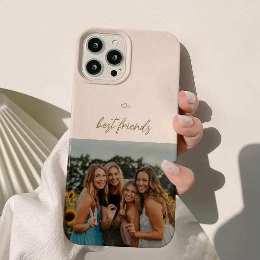 Minimale Beige Beste Vrienden Foto Case-Mate iPhone Case