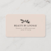Minimale Beige Botanische Salon QR-Code Loyalty Visitekaartje (Voorkant)