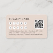 Minimale Beige Botanische Salon QR-Code Loyalty Visitekaartje (Achterkant)