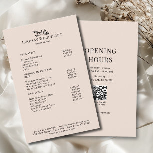 Minimale Beige Botanische Salon QR-code Prijslijst Flyer