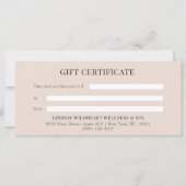 Minimale Beige Botanische Zakelijke Cadeaucertific (Achterkant)
