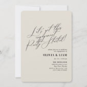 Minimale beige Calligrafie Engagement Party Kaart (Voorkant)