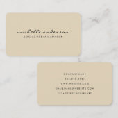 Minimale beige cursieve tekst visitekaartje (Voorkant / Achterkant)