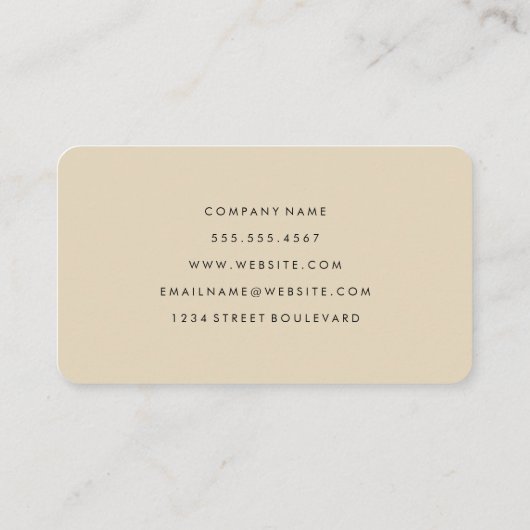 Minimale beige cursieve tekst visitekaartje (Achterkant)