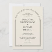 Minimale Beige Eenvoudige Bruiloft Kaart (Voorkant)