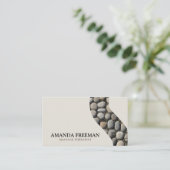 Minimale beige en zwarte kiezels massagetherapie visitekaartje (Staand voorkant)