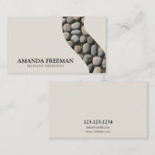 Minimale beige en zwarte kiezels massagetherapie visitekaartje (Voorkant / Achterkant)