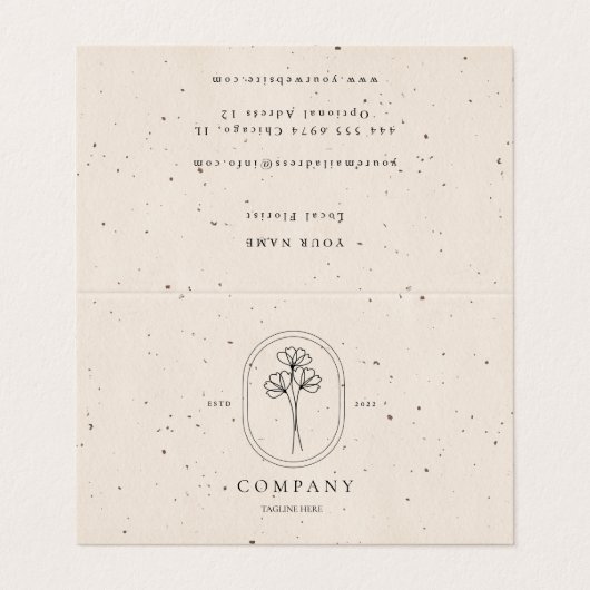 Minimale beige gestructureerde Florist-berichtkaar Visitekaartje (Buitenkant ongevouwen)