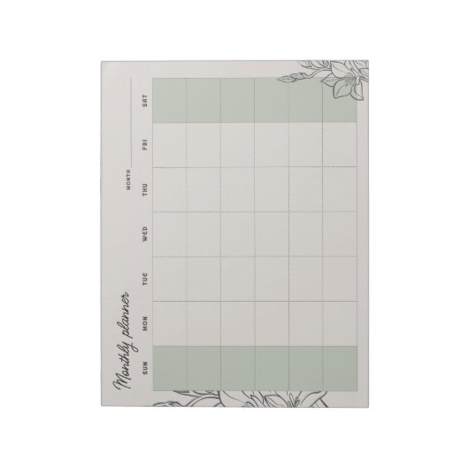 Minimale Beige Maandelijkse planner, aangepaste te Notitieblok (Linkerzijde)