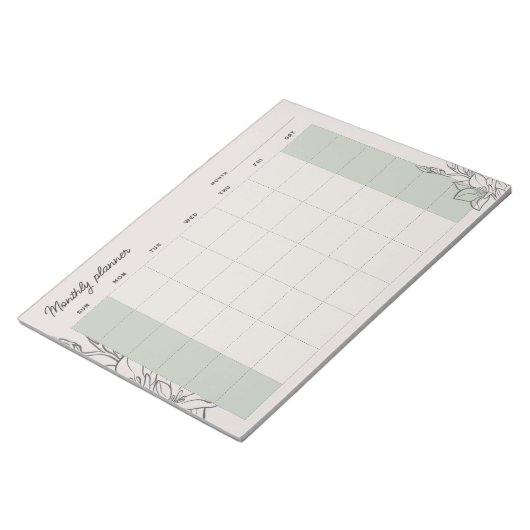Minimale Beige Maandelijkse planner, aangepaste te Notitieblok (Schuin)
