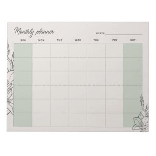 Minimale Beige Maandelijkse planner, aangepaste te Notitieblok