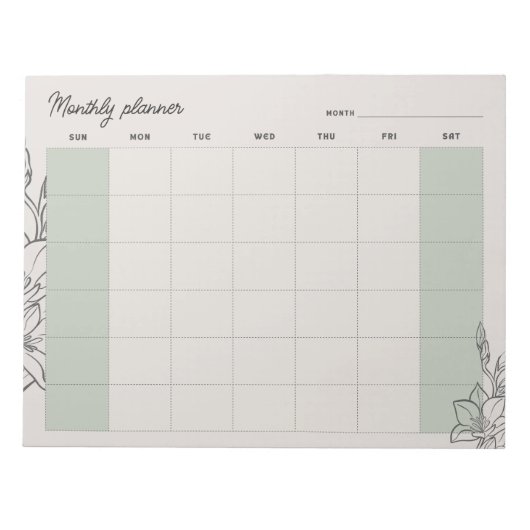 Minimale Beige Maandelijkse planner, aangepaste te Notitieblok (Voorkant)