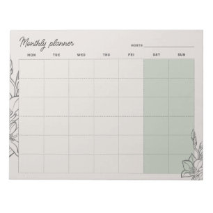 Minimale Beige Maandelijkse planner, aangepaste te Notitieblok
