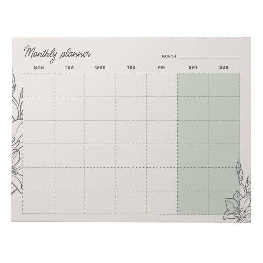 Minimale Beige Maandelijkse planner, aangepaste te Notitieblok (Voorkant)