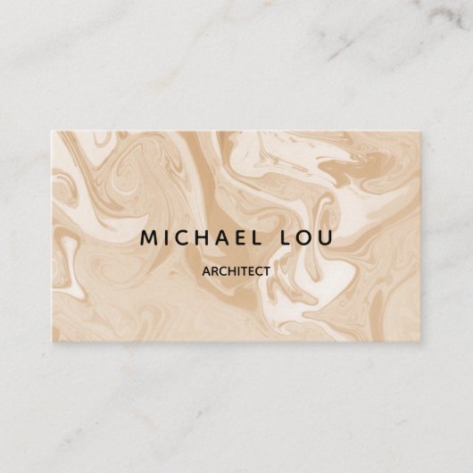 Minimale beige marmer Modern Visitekaartje (Voorkant)