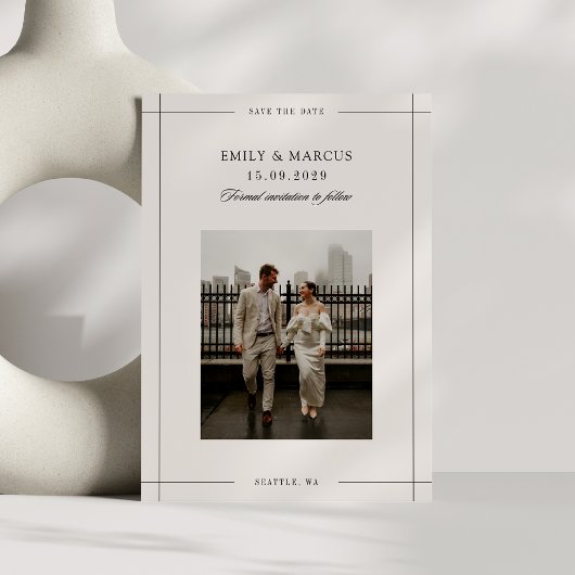 Minimale beige moderne border foto opslaan van de  kaart