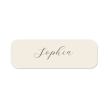Minimale beige naamlabels met script