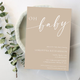Minimale beige Oh baby genderneutrale douche Kaart