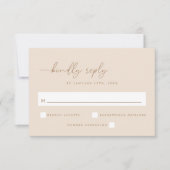 Minimale Beige Script bruiloft RSVP Kaartje (Voorkant)