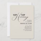 Minimale beige Sip Sip Hooray Engagement Party Kaart (Voorkant)
