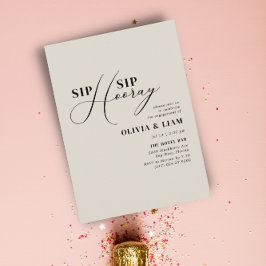 Minimale beige Sip Sip Hooray Engagement Party Kaart