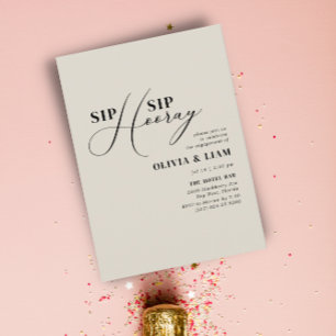 Minimale beige Sip Sip Hooray Engagement Party Kaart