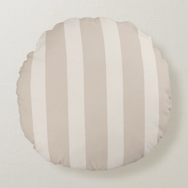 Minimale Beige Stripe Round Pillow Rond Kussen (Voorkant)