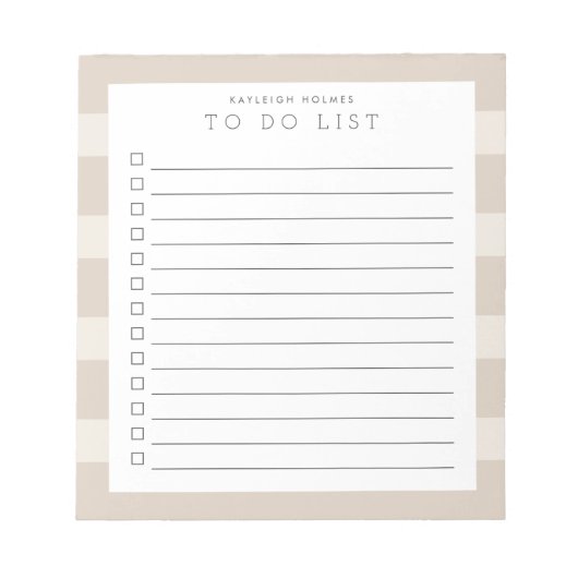 Minimale beige Stripe-toepassing voor lijstblok Notitieblok (Voorkant)