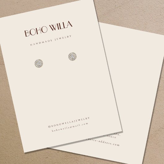 Minimale Beige & Terracotta Oorbel Display Kaart