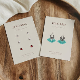Minimale Beige & Terracotta Oorbel Display Kaart