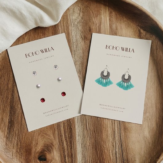 Minimale Beige & Terracotta Oorbel Display Kaart