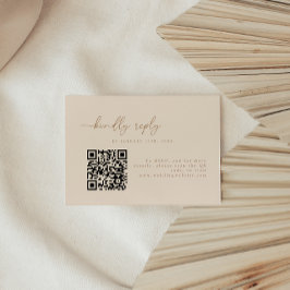 Minimale Beige Trouw-QR-code RSVP Kaartje