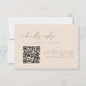 Minimale Beige Trouw-QR-code RSVP Kaartje (Voorkant)