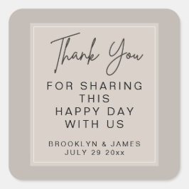 Minimale Beige Trouwdag Bedankt Stickers