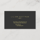 Minimale beige zwarte gouden scriptfreelance schri visitekaartje (Achterkant)