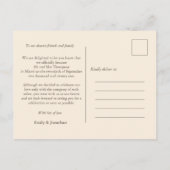 Minimale bekendmaking foto bruin crème aankondigingskaart (Achterkant)