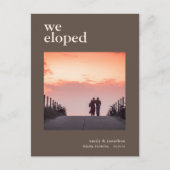 Minimale bekendmaking foto bruin crème aankondigingskaart (Voorkant)