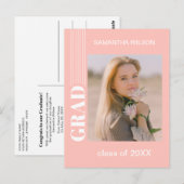 Minimale bekendmaking van Blush Roos Roze Afstuder Briefkaart (Voorkant / Achterkant)