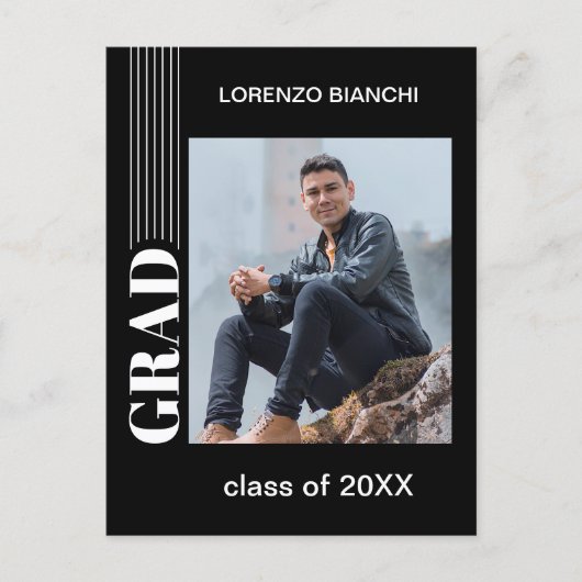 Minimale bekendmaking van zwart-wit Afstuderen Briefkaart (Voorkant)