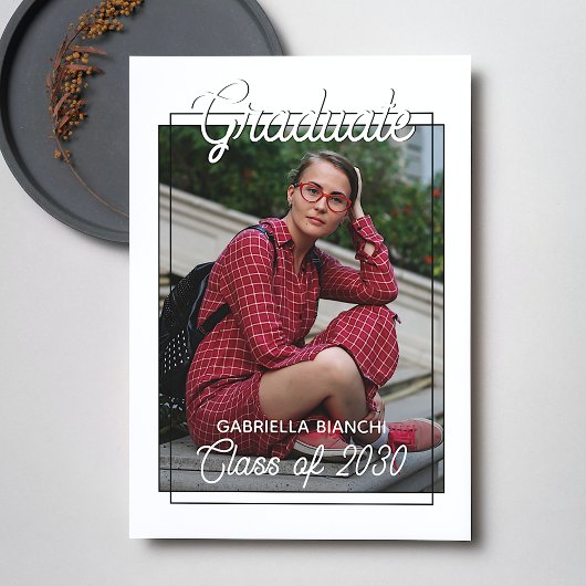 Minimale bekendmaking van zwart-wit Afstuderen Briefkaart