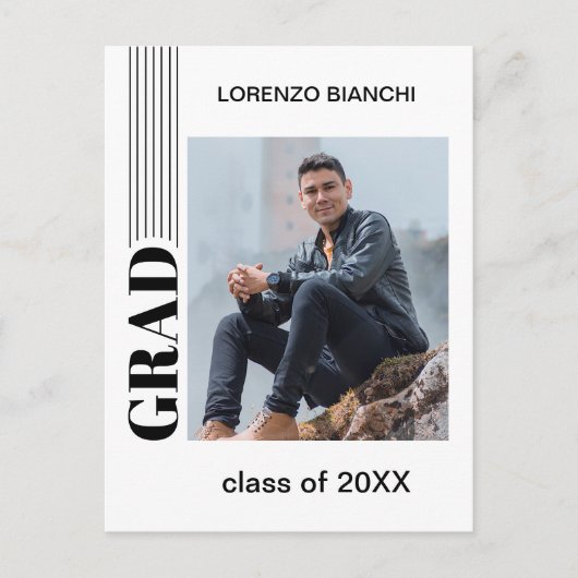 Minimale bekendmaking van zwart-wit Afstuderen Briefkaart (Voorkant)