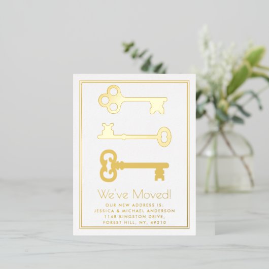 Minimale belangrijke wijziging van adres Nieuw ech Folie Uitnodiging Briefkaart (Staand Voorkant)