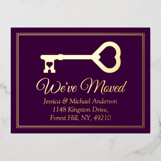 Minimale belangrijke wijziging van adres Nieuw ech Folie Uitnodiging Briefkaart (Voorkant)